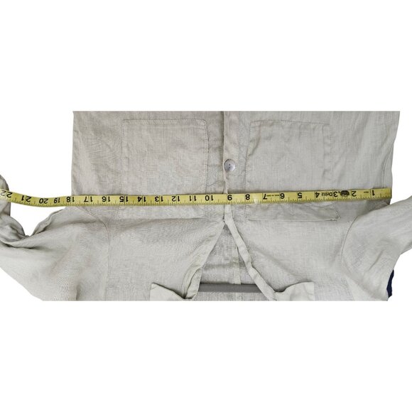 Zara 100% Linen Shirt Dress Long Sleeve Khaki Green Button Front - Picture 12 of 16